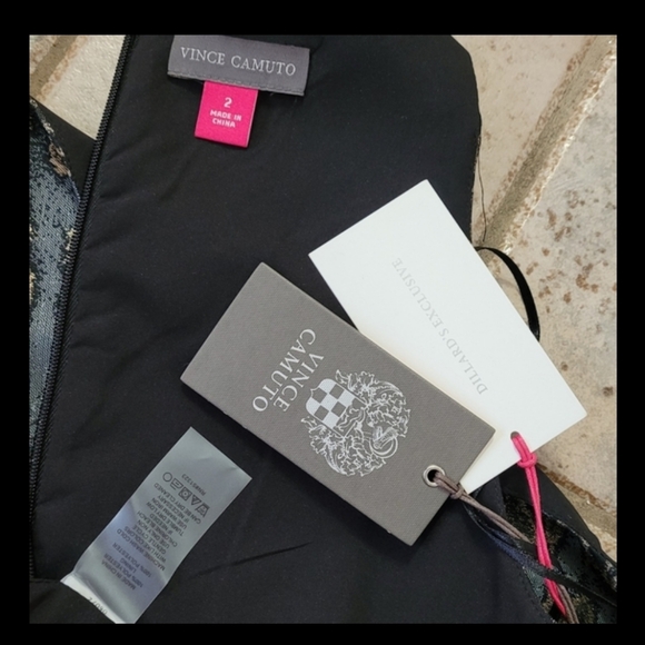 Vince Camuto Animal Print Mettalic  Asymmetrical Tierd Hem Cocktail Dress - Picture 8 of 12